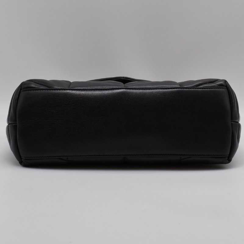 YSL Puffer小羊皮單肩包 - 小號黑金-7