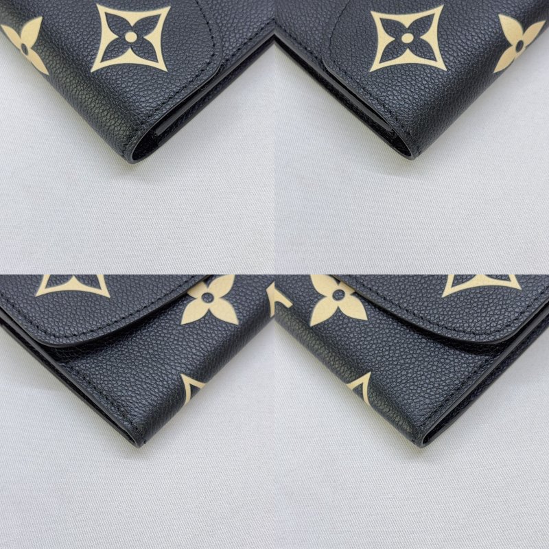 LV Emilie雙色牛皮壓紋長夾-9