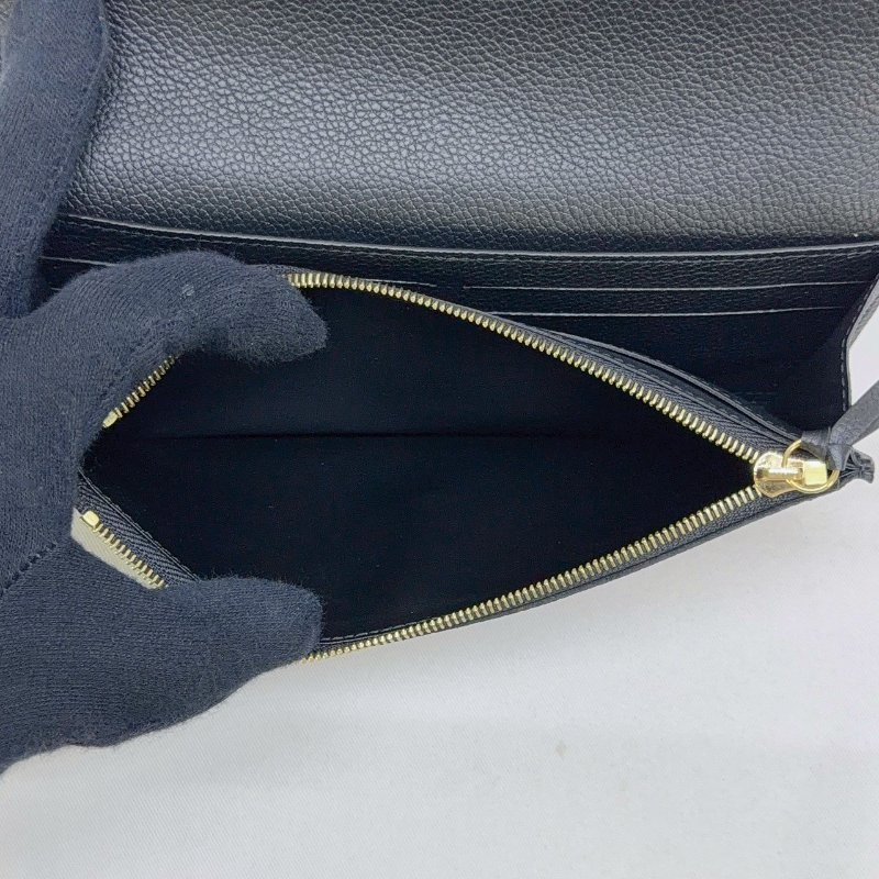 LV Emilie雙色牛皮壓紋長夾-6