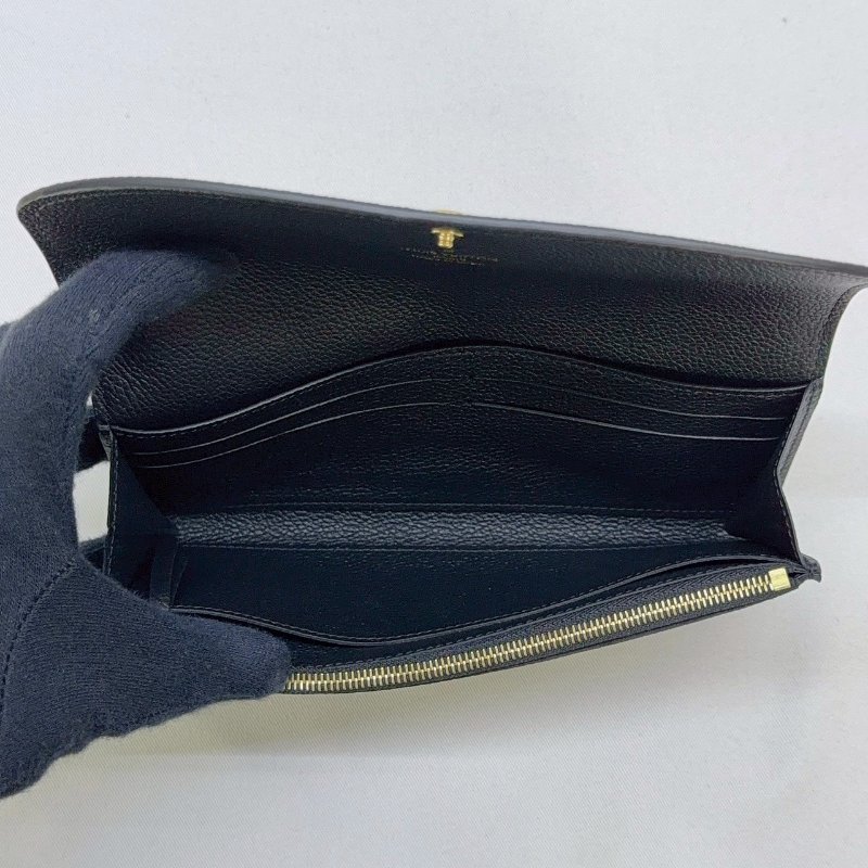 LV Emilie雙色牛皮壓紋長夾-5