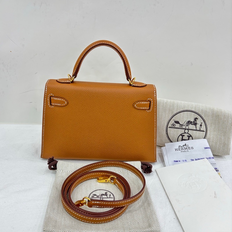Hermes 愛馬仕 mini kelly 二代 金棕金扣 U刻 epsom皮 配件全套帶票#Hermes/愛馬仕-1
