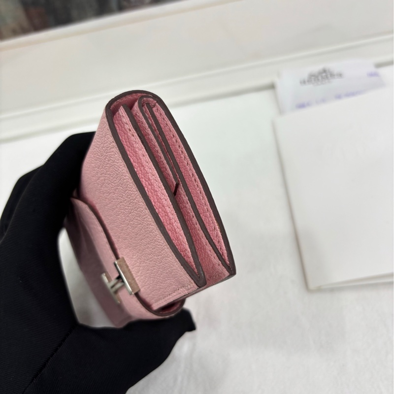 愛馬仕 Bearn H短版皮夾卡包 櫻花粉 山羊皮 Z刻 有購證-3