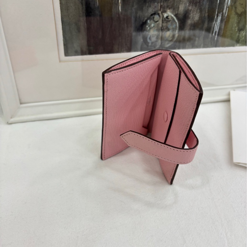 愛馬仕 Bearn H短版皮夾卡包 櫻花粉 山羊皮 Z刻 有購證-7