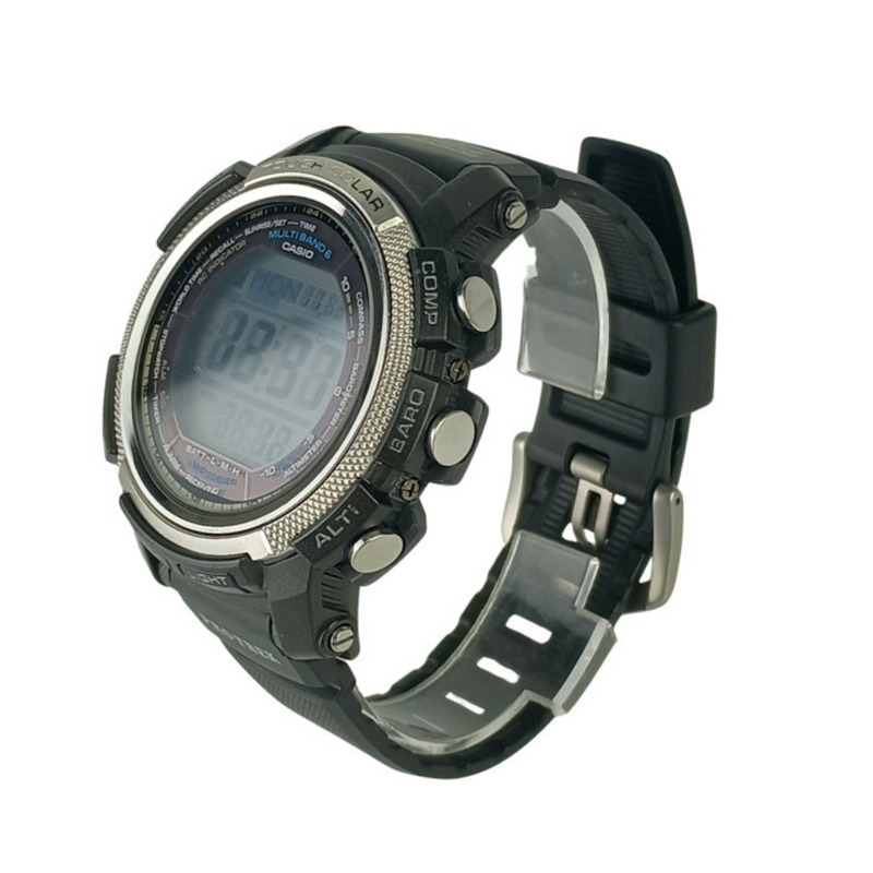 卡西歐 Pro Trek 三重感應器 PRW20001ER 黑色橡膠男士數位手錶-1