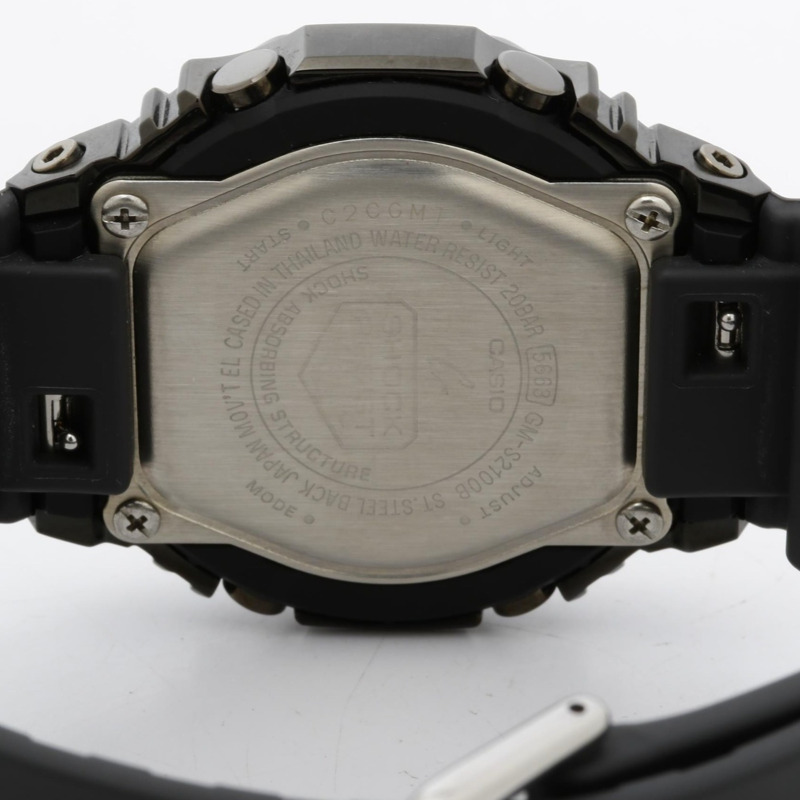 卡西歐 G-SHOCK 指針/數位雙顯女錶 GMS2100B8AJF 黑色錶盤樹脂/不鏽鋼錶殼女式數位指針手錶-3