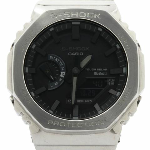 卡西歐 G-SHOCK 全金屬 2100 系列 GMB2100D1AJF 男士數位類比雙顯腕錶，黑色錶盤，不鏽鋼錶殼