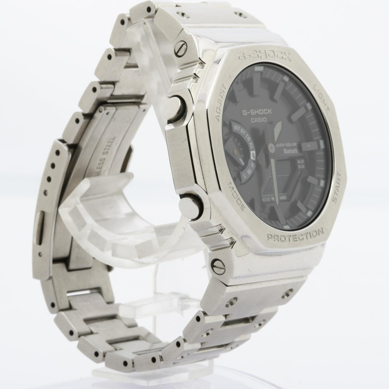 卡西歐 G-SHOCK 全金屬 2100 系列 GMB2100D1AJF 男士數位類比雙顯腕錶，黑色錶盤，不鏽鋼錶殼-2