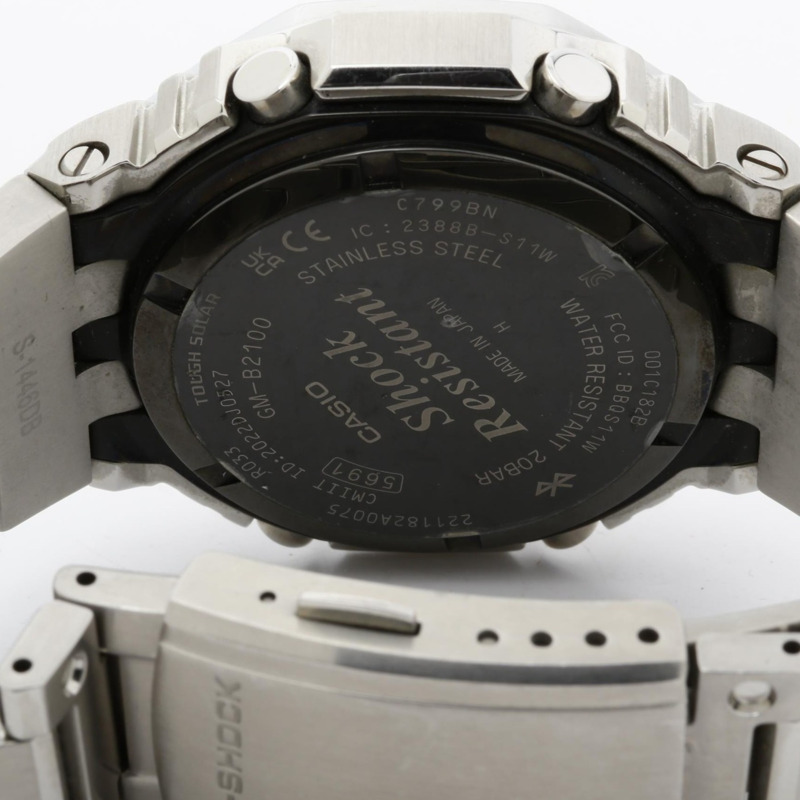 卡西歐 G-SHOCK 全金屬 2100 系列 GMB2100D1AJF 男士數位類比雙顯腕錶，黑色錶盤，不鏽鋼錶殼-3