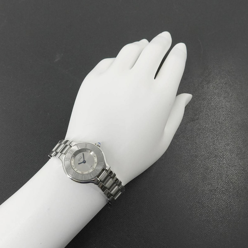 卡地亞 Must 21 Vantianne W10109T2 女士銀色石英腕錶-2