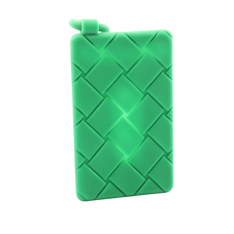 BOTTEGA VENETA Intrecciato Strap Card Case holder 680139 rubber Green Used Women-1