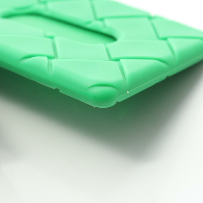 BOTTEGA VENETA Intrecciato Strap Card Case holder 680139 rubber Green Used Women-3