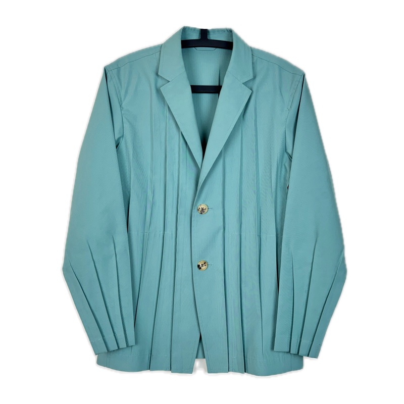 三宅一生Issey Miyake men 湖水綠豎摺西裝-0