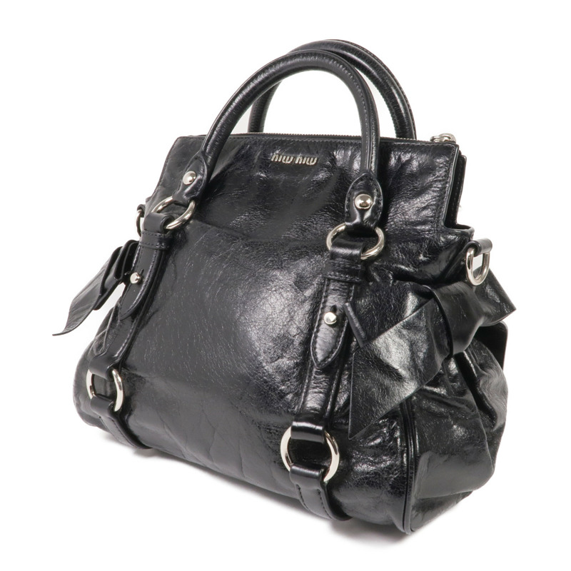 Miu Miu 牛皮皮革2 Way Shoulder銀扣手挽肩背兩用袋-2