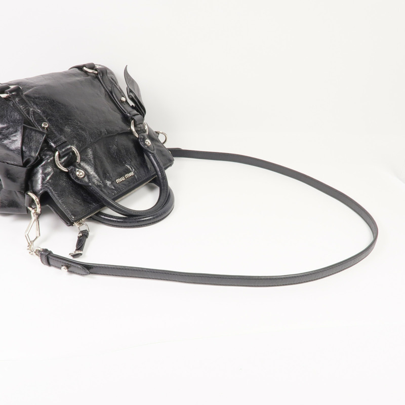 Miu Miu 牛皮皮革2 Way Shoulder銀扣手挽肩背兩用袋-4