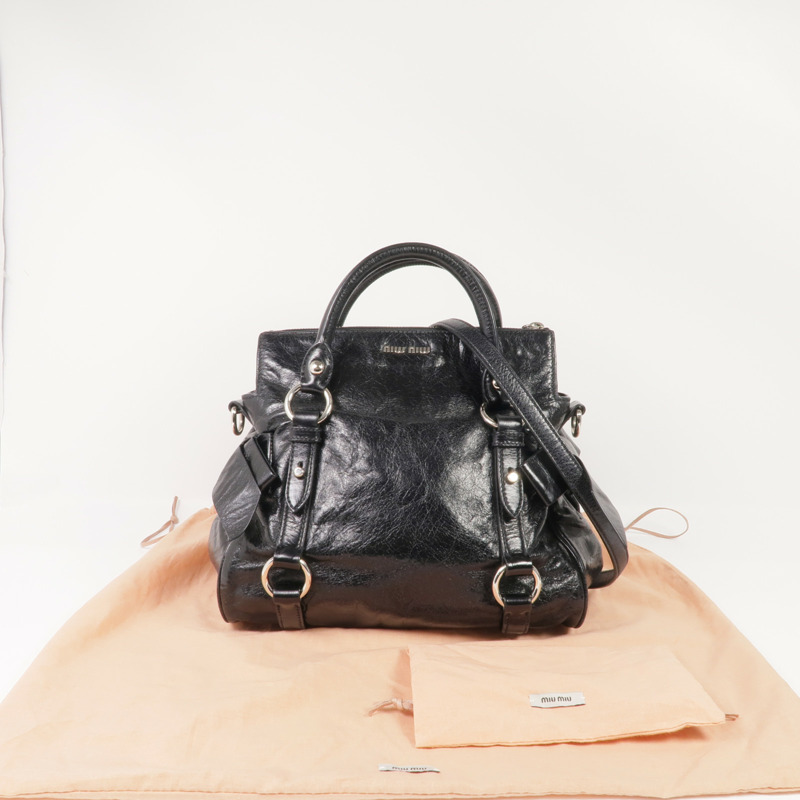 Miu Miu 牛皮皮革2 Way Shoulder銀扣手挽肩背兩用袋-18