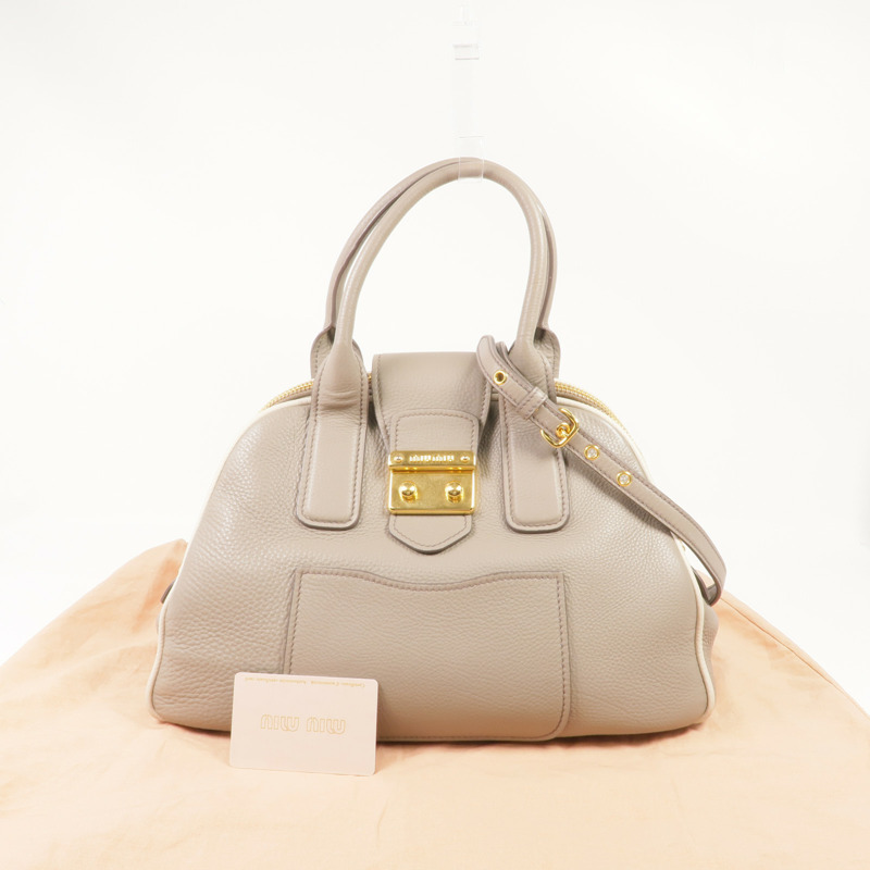 Miu Miu 牛皮皮革2 Way Shoulder金扣手挽肩背兩用袋-19