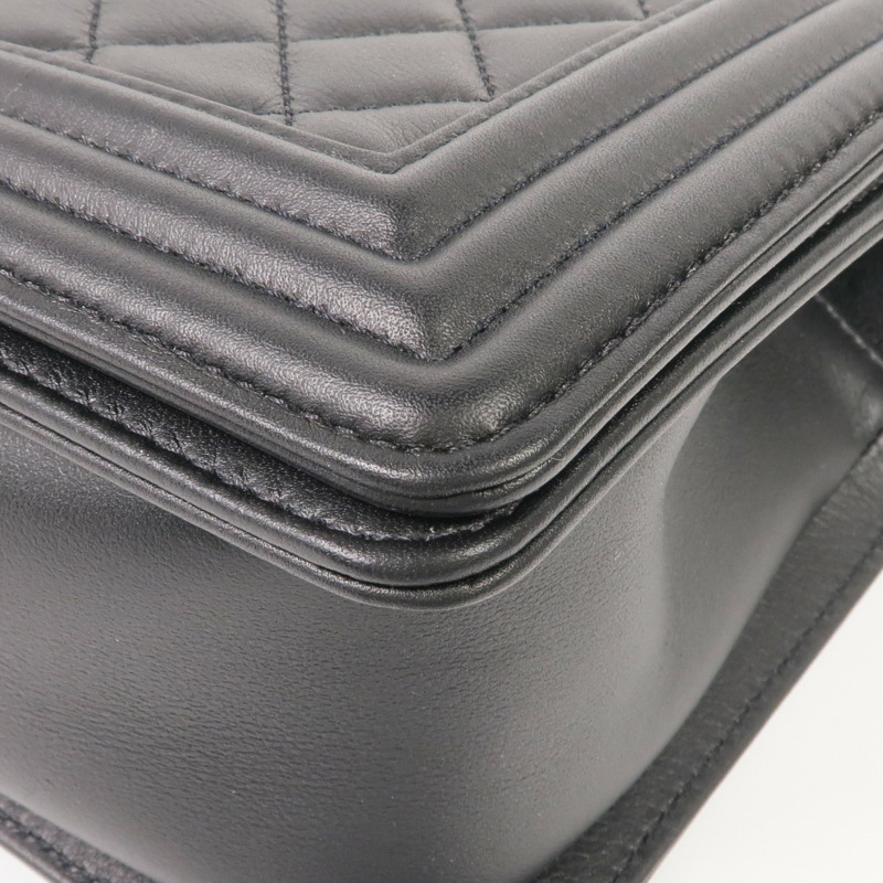 CHANEL 牛皮皮革Boy 25銀扣鏈帶肩背袋-5