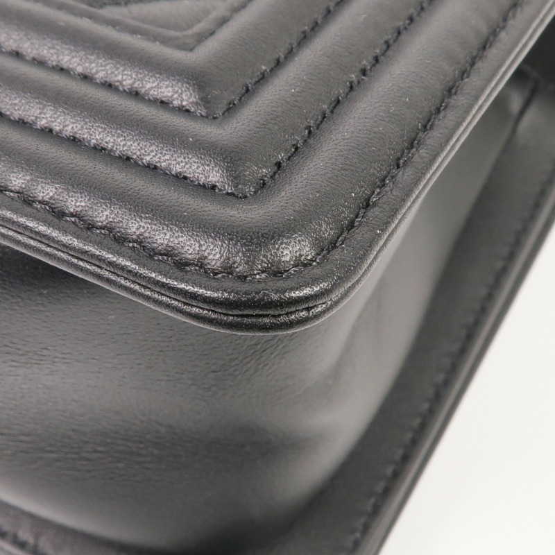 CHANEL 牛皮皮革Boy 25銀扣鏈帶肩背袋-7