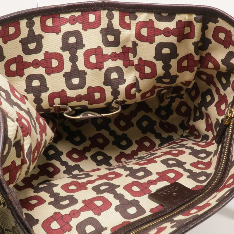 GUCCI 帆布Shoulder Tote金扣肩背袋/手挽袋-12