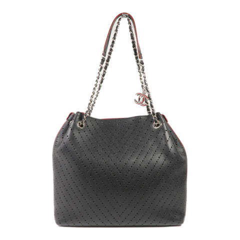 CHANEL 牛皮皮革Chain Shoulder金扣鏈帶肩背袋