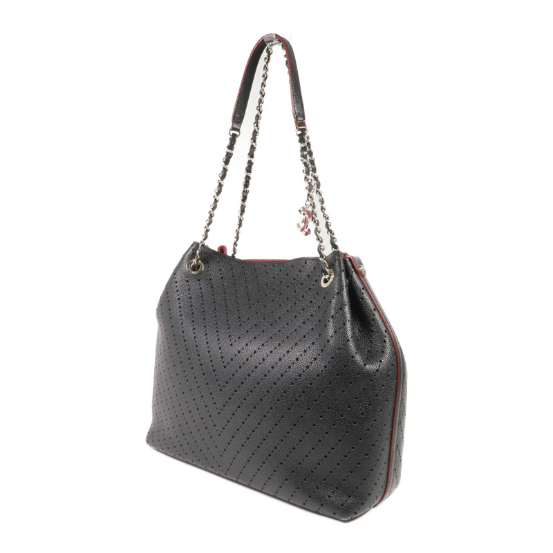 CHANEL 牛皮皮革Chain Shoulder金扣鏈帶肩背袋-2