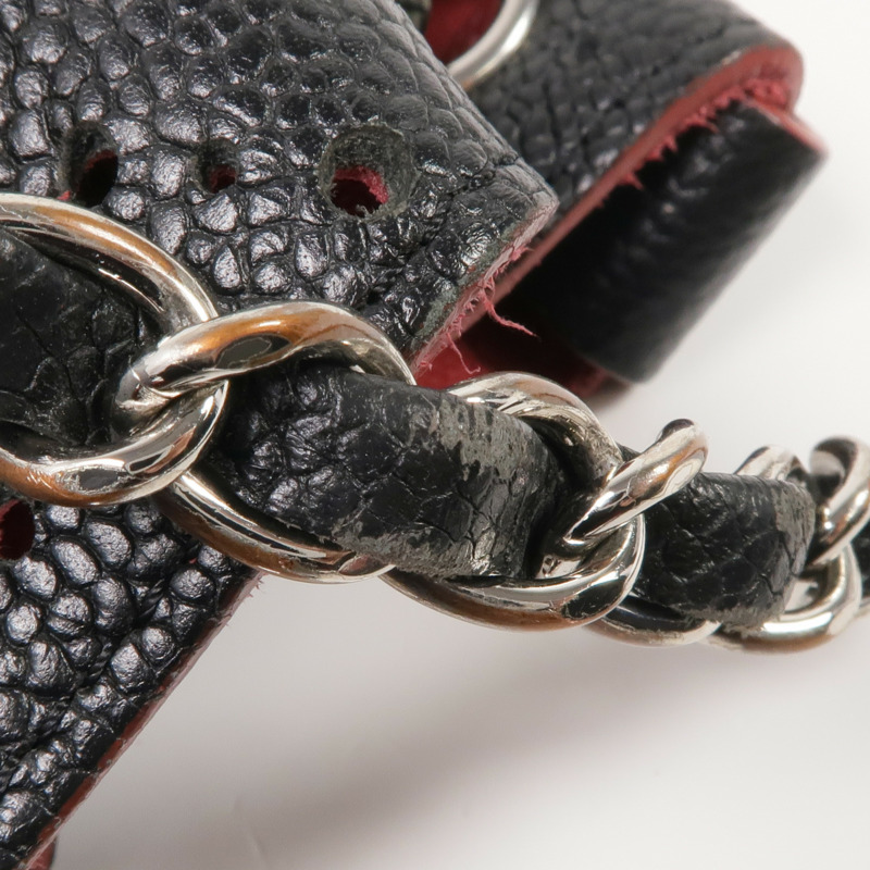 CHANEL 牛皮皮革Chain Shoulder金扣鏈帶肩背袋-15