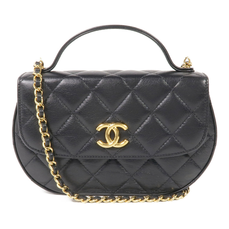 CHANEL 牛皮皮革2 Way Shoulder金扣手挽肩背兩用袋-0