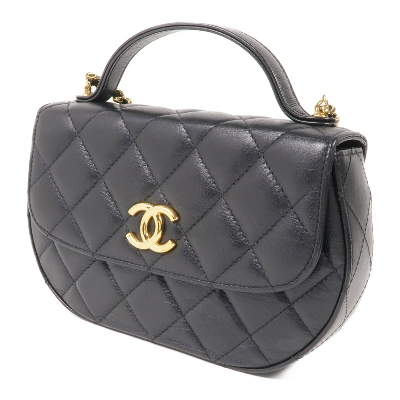 CHANEL 牛皮皮革2 Way Shoulder金扣手挽肩背兩用袋-2