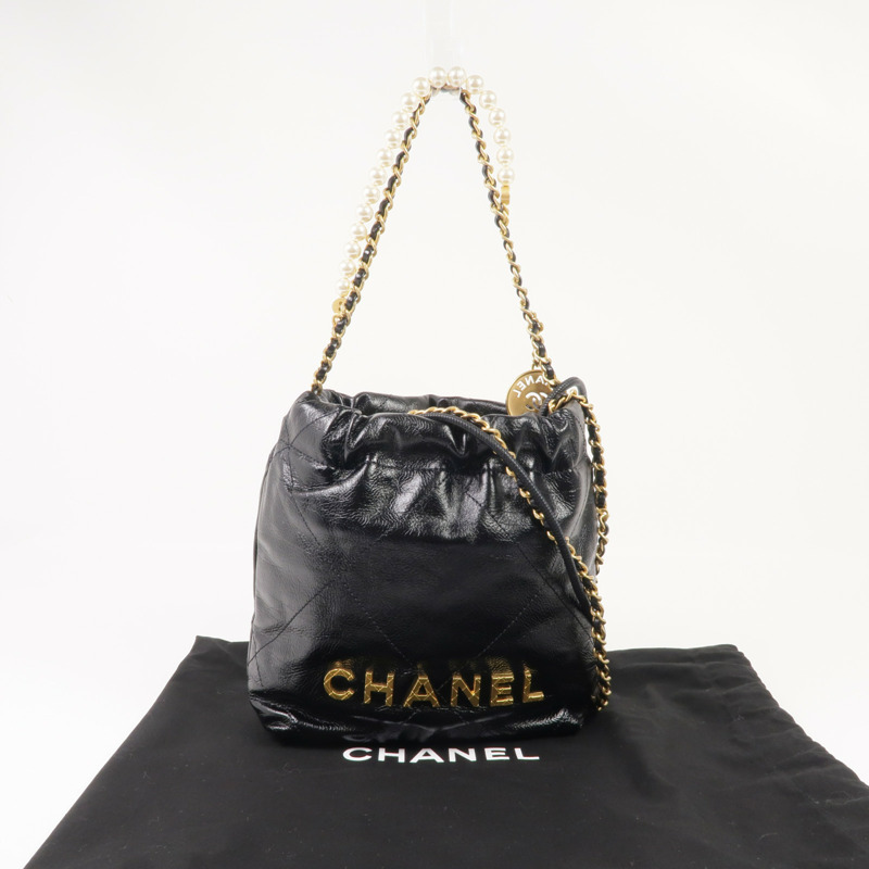 CHANEL 牛皮皮革Chanel 22 Mini金扣手挽肩背兩用袋-14