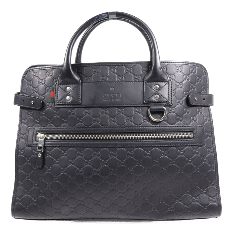 GUCCI 牛皮皮革Hand Bag銀扣手挽袋-0