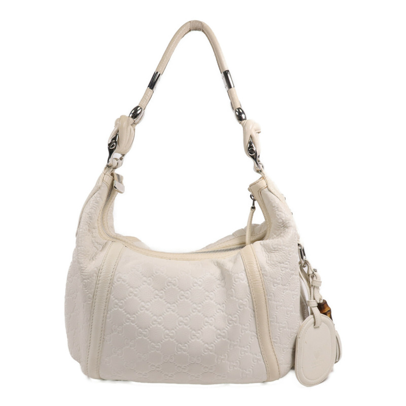 GUCCI 牛皮皮革Techro Horsebit Medium Hobo銀扣肩背袋-1