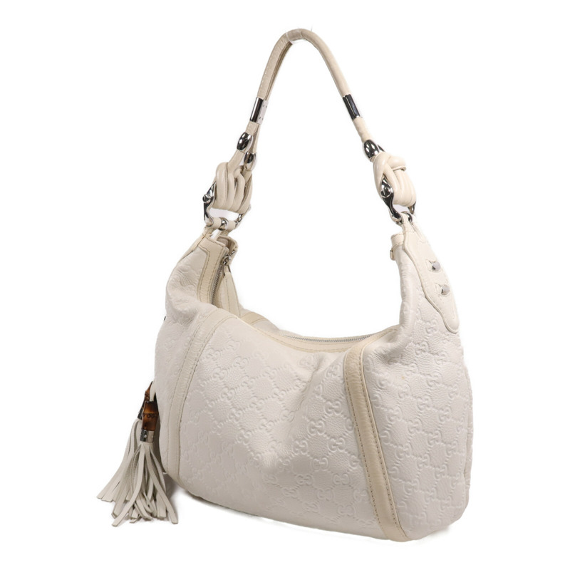 GUCCI 牛皮皮革Techro Horsebit Medium Hobo銀扣肩背袋-2
