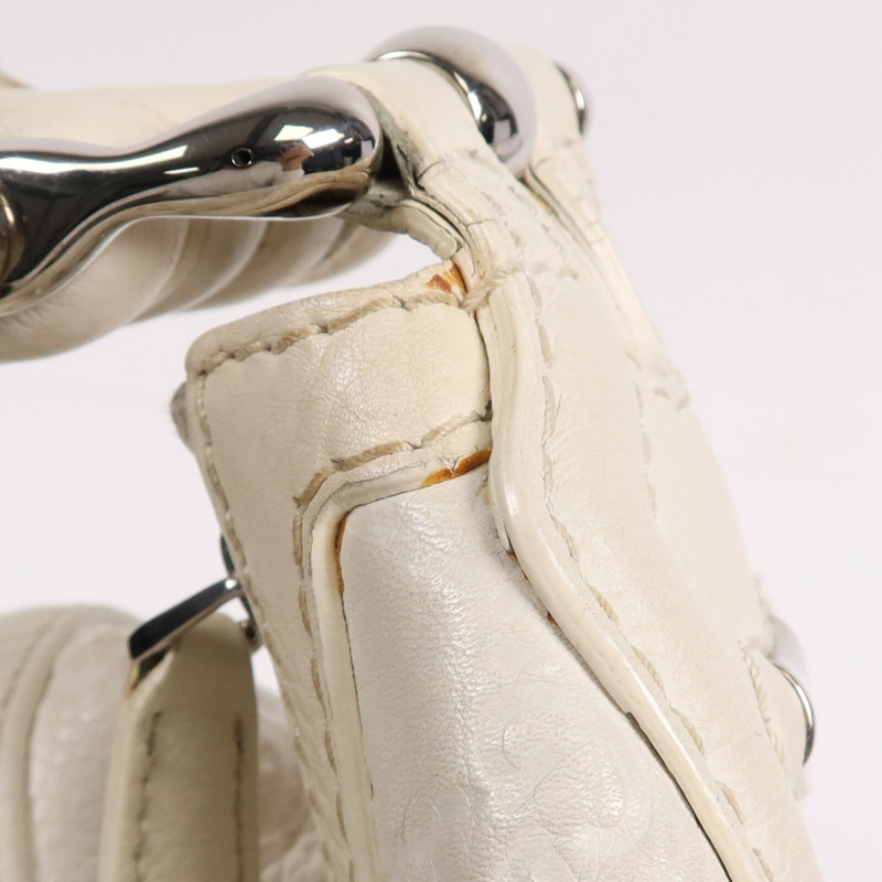 GUCCI 牛皮皮革Techro Horsebit Medium Hobo銀扣肩背袋-13