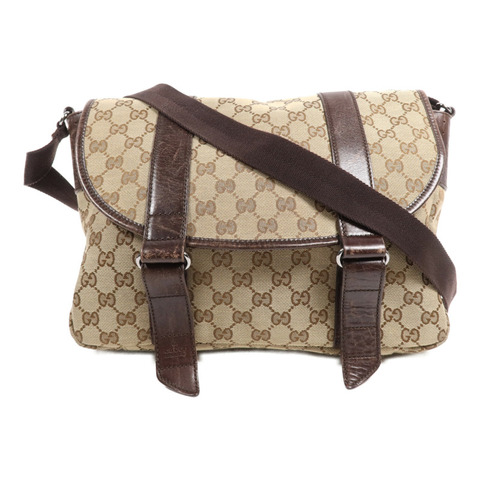 GUCCI 帆布Cross Carry Bag銀扣肩背袋