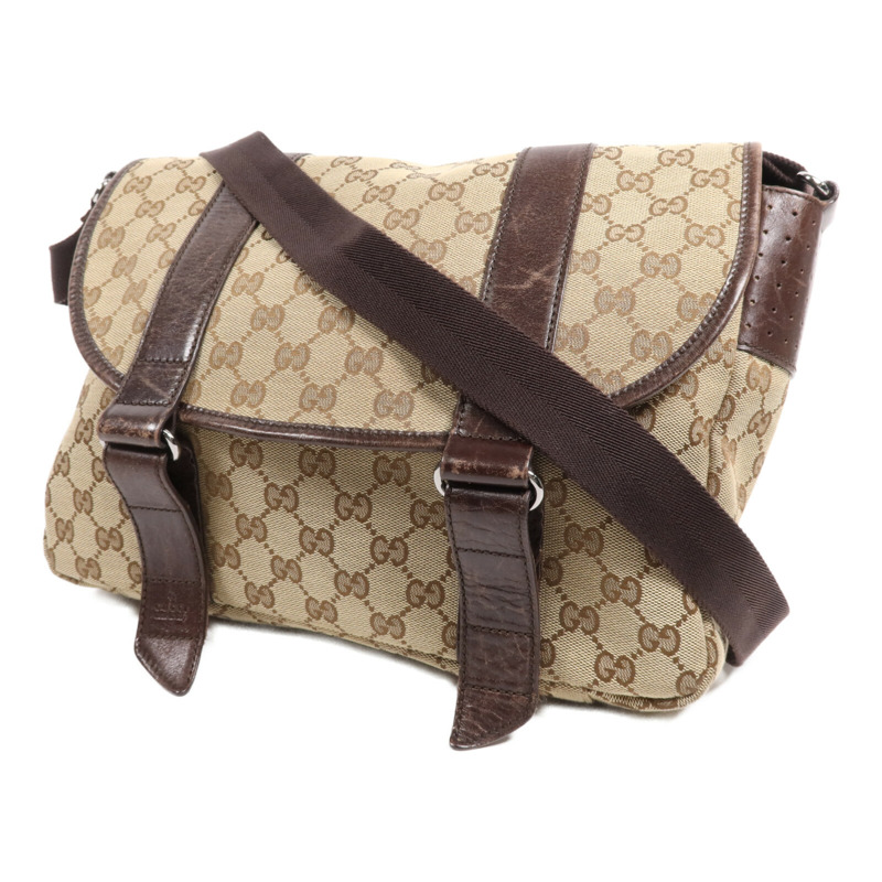 GUCCI 帆布Cross Carry Bag銀扣肩背袋-2