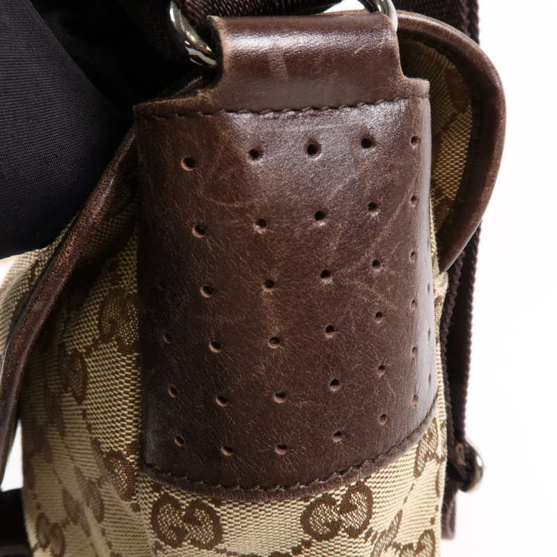 GUCCI 帆布Cross Carry Bag銀扣肩背袋-11