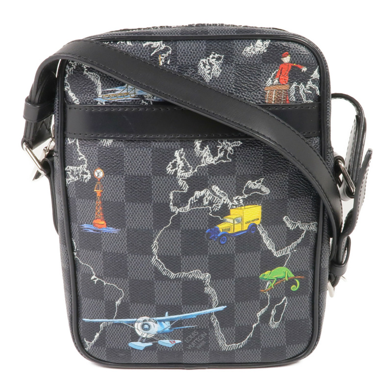 LOUIS VUITTON Damier Graphite Danube Slim PM銀扣肩背袋-0