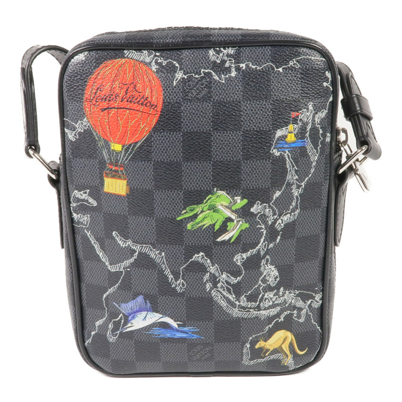 LOUIS VUITTON Damier Graphite Danube Slim PM銀扣肩背袋-1