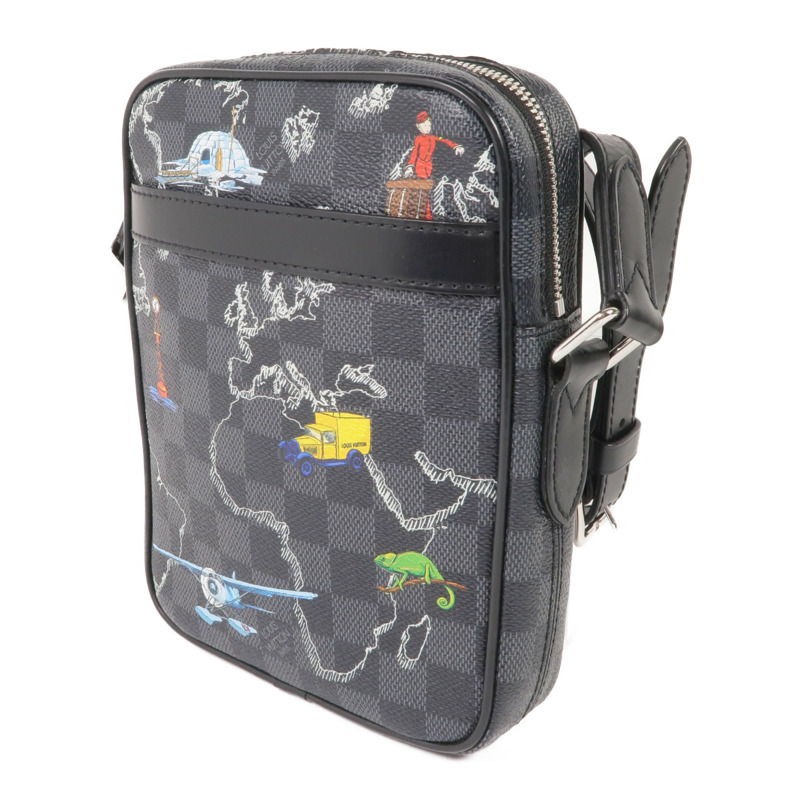 LOUIS VUITTON Damier Graphite Danube Slim PM銀扣肩背袋-2