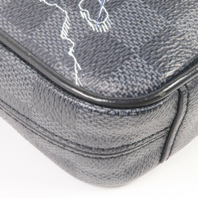 LOUIS VUITTON Damier Graphite Danube Slim PM銀扣肩背袋-8