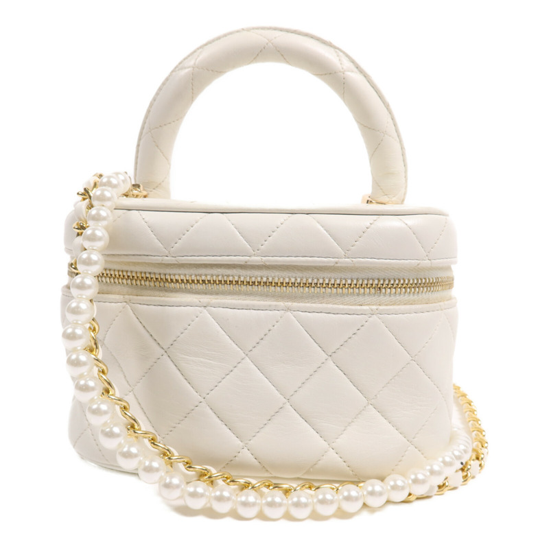 CHANEL 牛皮皮革Vanity Bag金扣鏈帶肩背袋-0
