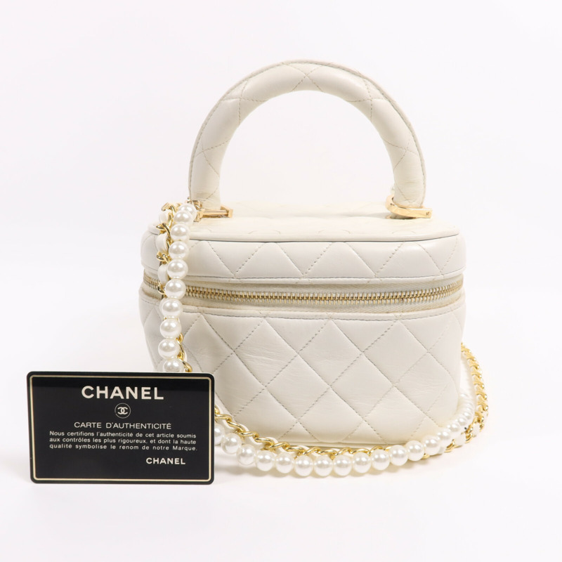 CHANEL 牛皮皮革Vanity Bag金扣鏈帶肩背袋-8