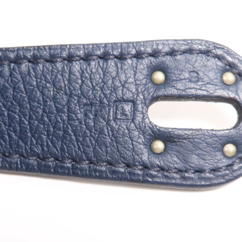HERMES Clemence皮革Lindy 34銀扣手挽肩背兩用袋Navy-6