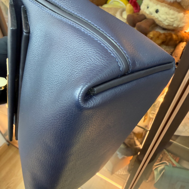 95新Hermes Mini 2424 午夜藍拼寶石藍 淡金扣 U刻-6