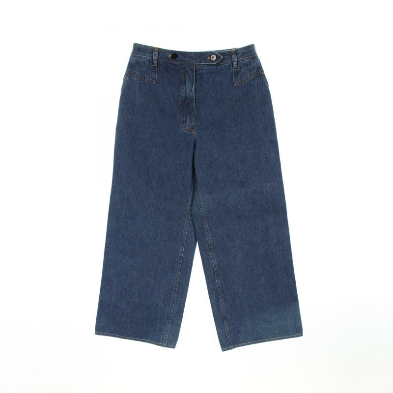 香奈兒 COCO 標誌紐帶牛仔褲 P12507V07228 棉藍色二手女款 #42 CC-0