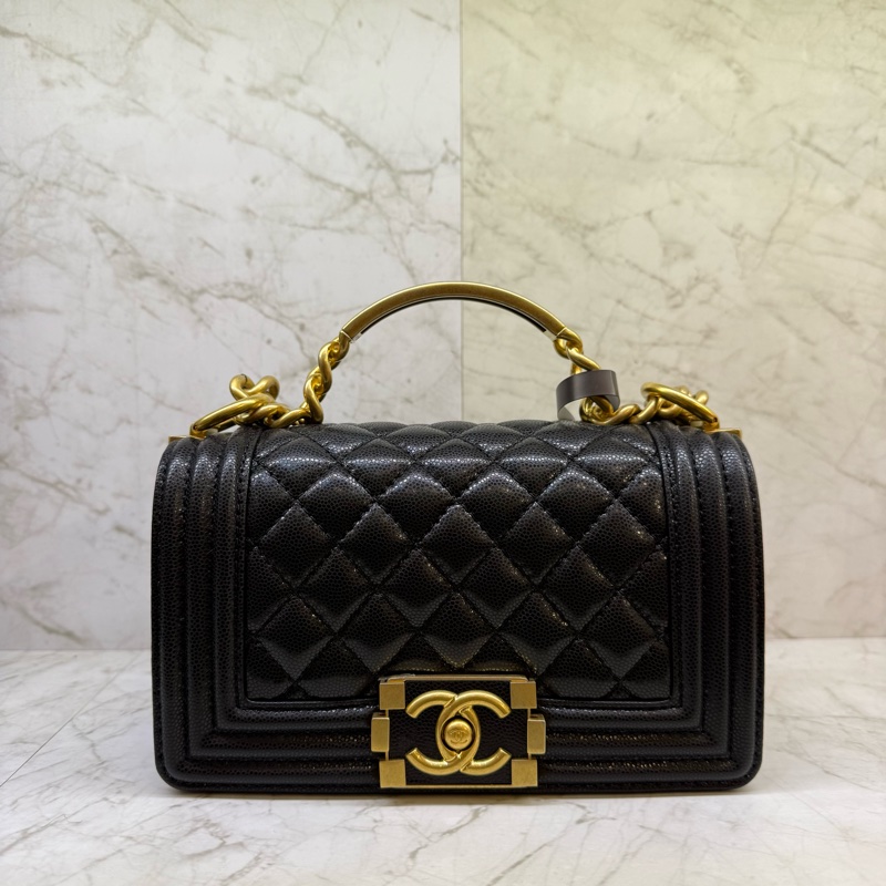 CHANEL BOY HANDLE 20CM黑金/晶片-0