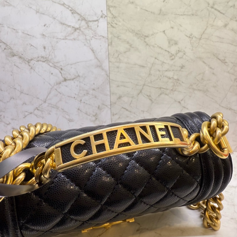 CHANEL BOY HANDLE 20CM黑金/晶片-4