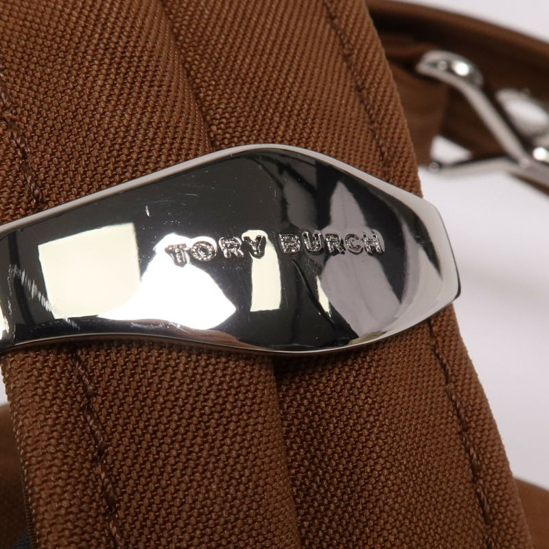 Tory Burch 帆布Large Zip銀扣肩背袋-13