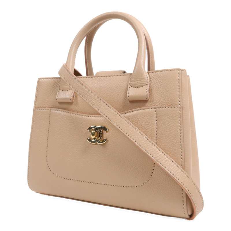 CHANEL 牛皮皮革2 Way Shoulder Bag金扣手挽肩背兩用袋-2