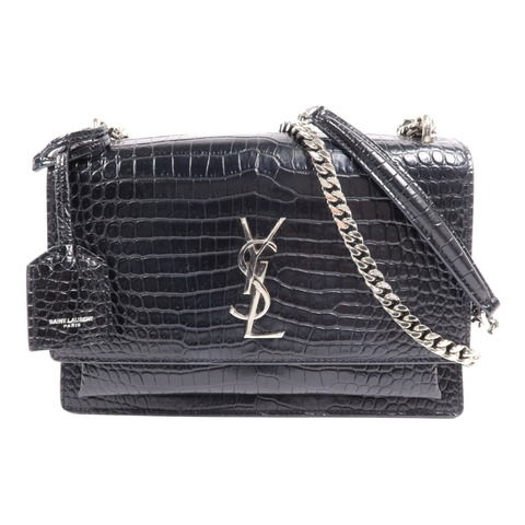 SAINT LAURENT 牛皮皮革Sunset Medium銀扣鏈帶肩背袋